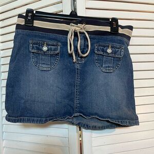 Vintage OLD NAVY Blue Jean Mini Skirt Tie Front Casual